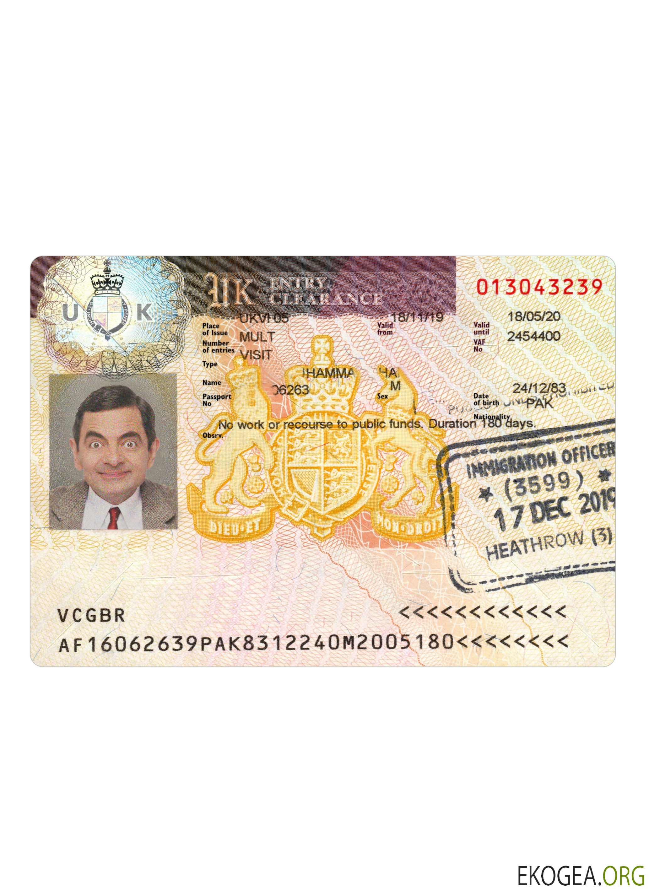 Visa pour le Royaume Uni 2019 présent